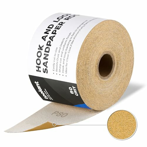 Productos de Acabado Abrasivos   | Rollo de papel de lija de 80 grits, 2-3/4″ de ancho y 12 yardas de largo, papel de lija con gancho y bucle para automoción, carpintería, metal, plástico y bloques de lijado. Productos de Acabado Abrasivos Productos de Acabado Abrasivos